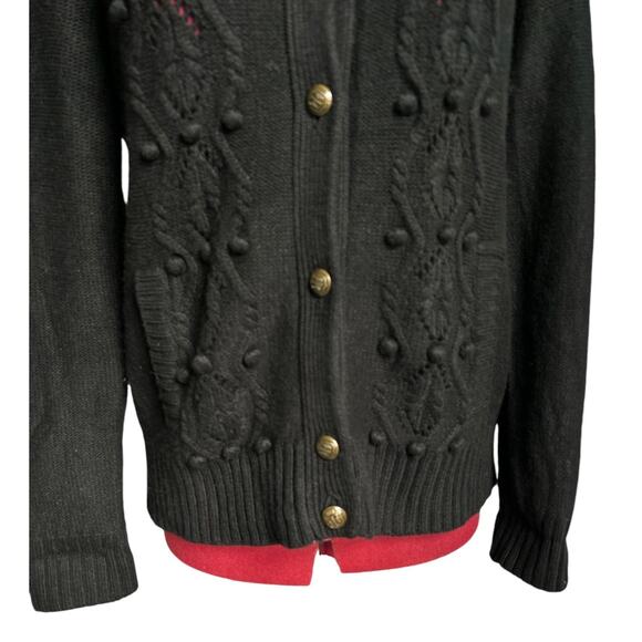 Talbots Medium P Black Lambs Wool & Cashmere‎ Blend Hight Neck Cardigan Sweater - Picture 4 of 7